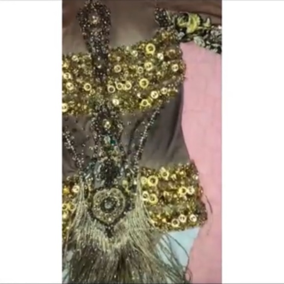 Gold rhinestone embellished leotard - Picture 2 of 6